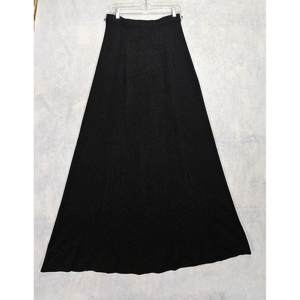 Marbella 70s Knit Maxi Skirt 10 12 Large Black High Waisted A-Line Long Length